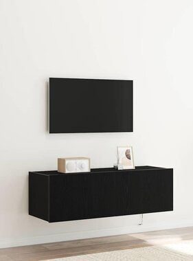 VidaXL TV Wandkast 2 pcs Zwart Eiken 100 x 35 x 31 cm Bewerkt hout