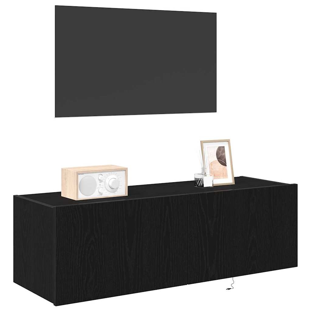 VidaXL TV Wandkast 2 pcs Zwart Eiken 100 x 35 x 31 cm Bewerkt hout