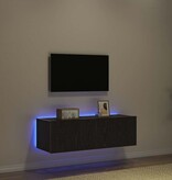 VidaXL TV Wandkast 2 pcs Zwart Eiken 100 x 35 x 31 cm Bewerkt hout