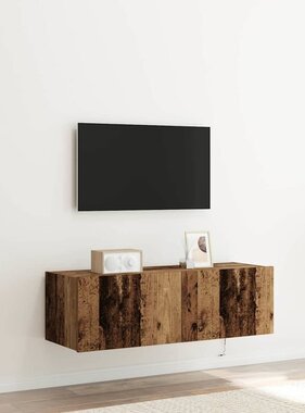 VidaXL TV Wandkast 2 pcs Oud Hout 100 x 35 x 31 cm Bewerkt hout