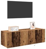 VidaXL TV Wandkast 2 pcs Oud Hout 100 x 35 x 31 cm Bewerkt hout