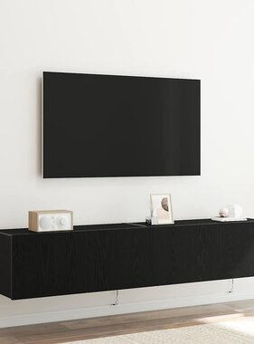 VidaXL TV Wandkast 2 pcs Zwart Eiken 80 x 35 x 31 cm Bewerkt hout