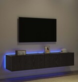 VidaXL TV Wandkast 2 pcs Zwart Eiken 80 x 35 x 31 cm Bewerkt hout