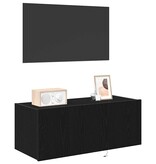 VidaXL TV Wandkast Zwart Eiken 80 x 35 x 31 cm Bewerkt hout