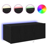 VidaXL TV Wandkast Zwart Eiken 80 x 35 x 31 cm Bewerkt hout