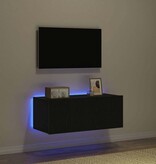 VidaXL TV Wandkast Zwart Eiken 80 x 35 x 31 cm Bewerkt hout