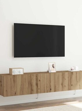VidaXL TV Wandkast 2 pcs Artisan Eiken 80 x 35 x 31 cm Bewerkt hout