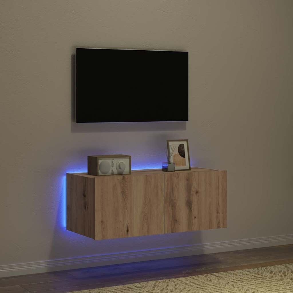 VidaXL TV Wandkast Artisan Eiken 80 x 35 x 31 cm Bewerkt hout