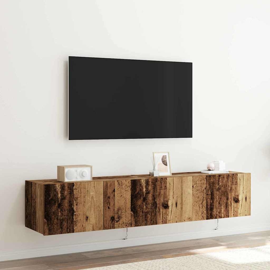 VidaXL TV Wandkast 2 pcs Oud Hout 80 x 35 x 31 cm Bewerkt hout