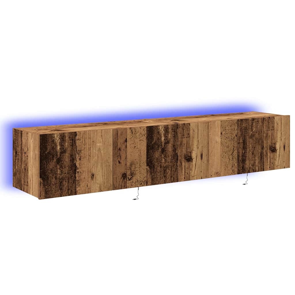 VidaXL TV Wandkast 2 pcs Oud Hout 80 x 35 x 31 cm Bewerkt hout