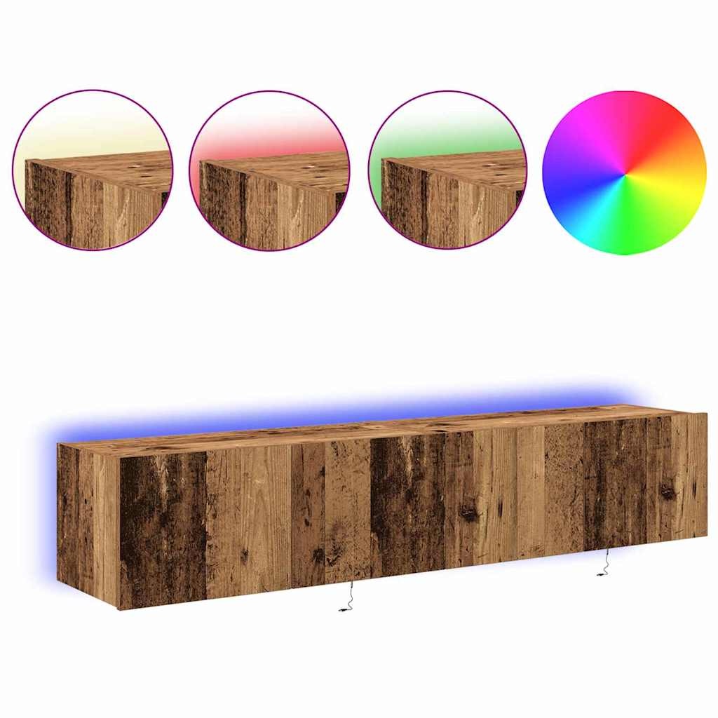 VidaXL TV Wandkast 2 pcs Oud Hout 80 x 35 x 31 cm Bewerkt hout