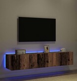 VidaXL TV Wandkast 2 pcs Oud Hout 80 x 35 x 31 cm Bewerkt hout