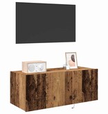 VidaXL TV Wandkast Oud Hout 80 x 35 x 31 cm Bewerkt hout