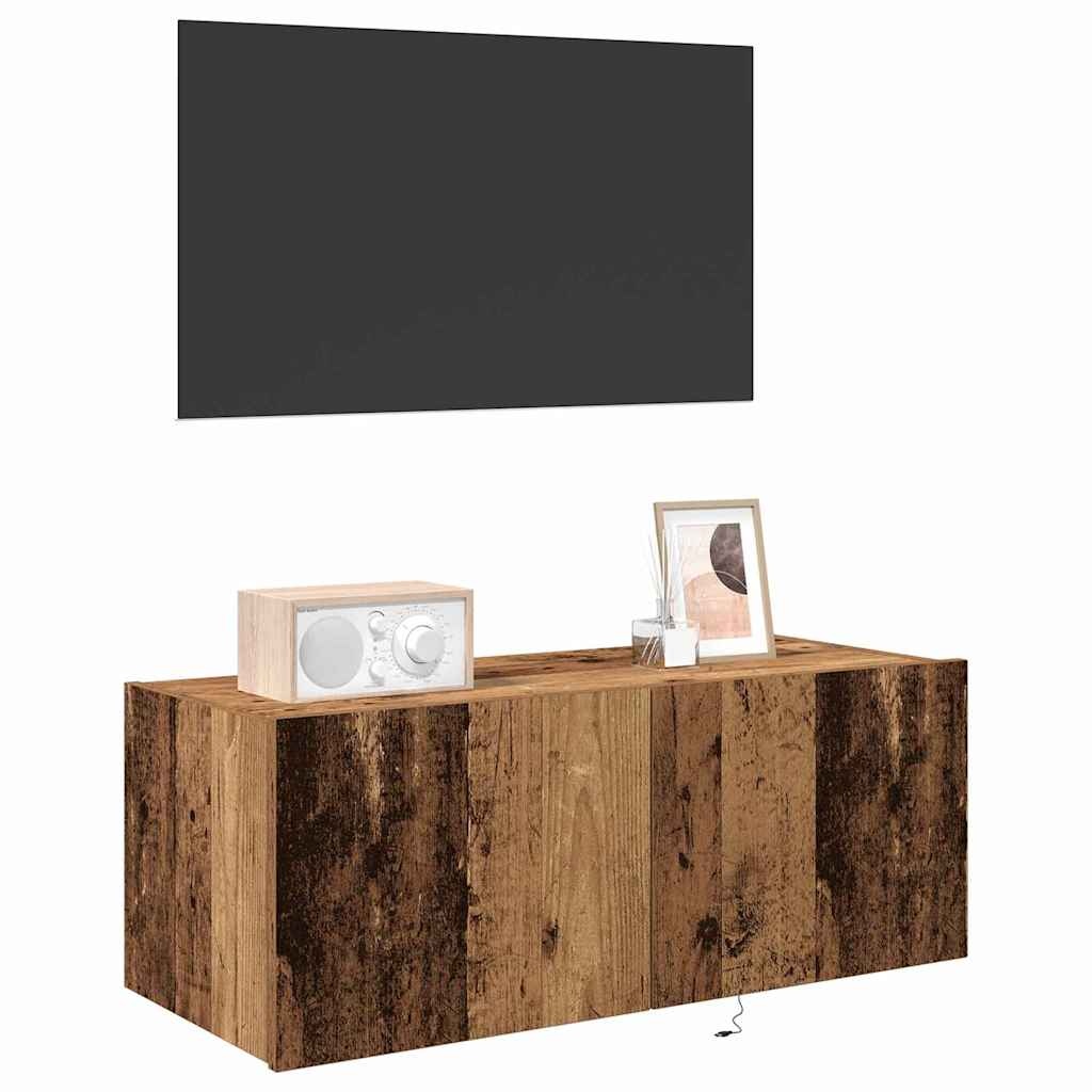 VidaXL TV Wandkast Oud Hout 80 x 35 x 31 cm Bewerkt hout