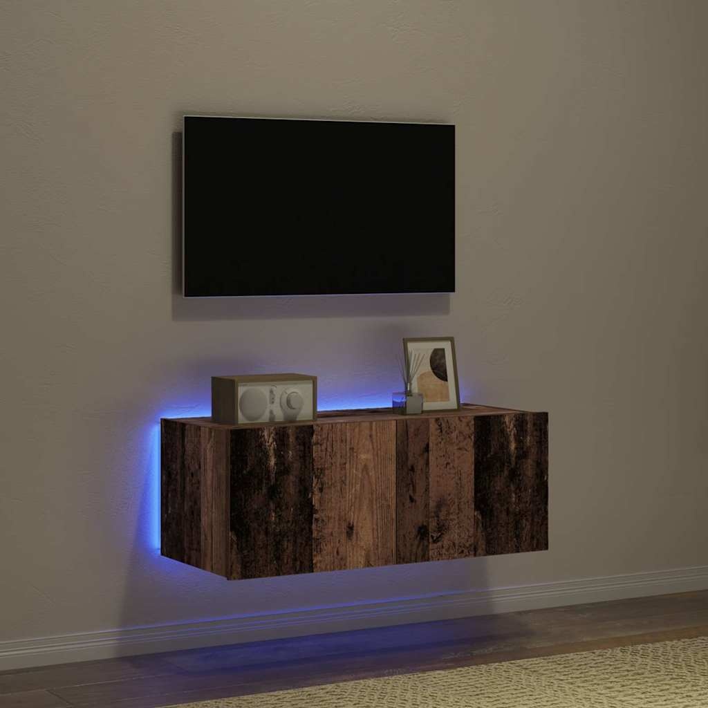 VidaXL TV Wandkast Oud Hout 80 x 35 x 31 cm Bewerkt hout