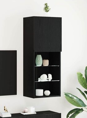 VidaXL Tv-meubelset Zwart Eiken 40,5 x 30 x 102 cm Bewerkt hout