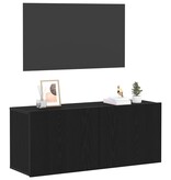 VidaXL Tv-meubelset Zwart Eiken 100 x 30 x 41 cm Bewerkt hout