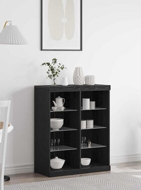 VidaXL Dressoir Zwart eiken 41 x 37 x 100 cm Bewerkt hout