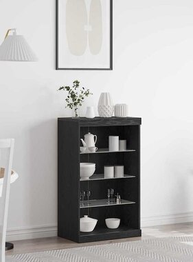 VidaXL Dressoir Zwart Eiken 60.5 x 37 x 100 cm Bewerkt hout