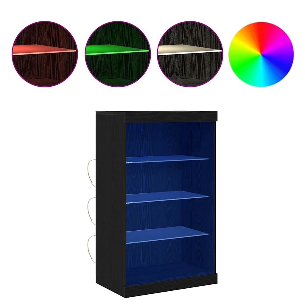 VidaXL Dressoir Zwart Eiken 60.5 x 37 x 100 cm Bewerkt hout