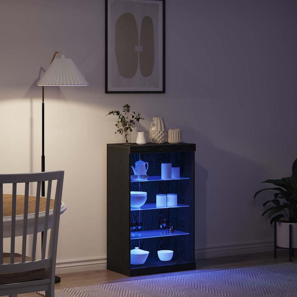 VidaXL Dressoir Zwart Eiken 60.5 x 37 x 100 cm Bewerkt hout