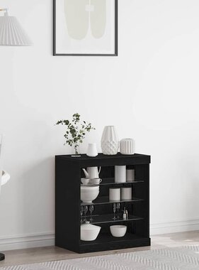 VidaXL Dressoir Zwart Eiken 60.5 x 37 x 67 cm Bewerkt hout