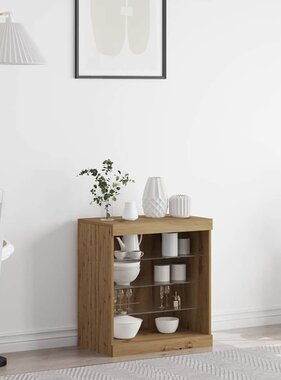 VidaXL Dressoir artisanaal eikenkleurig 60.5 x 37 x 67 cm Bewerkt hout