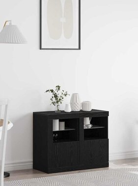 VidaXL Bijzetkast 2 pcs Zwart eiken 41 x 37 x 67 cm Bewerkt hout