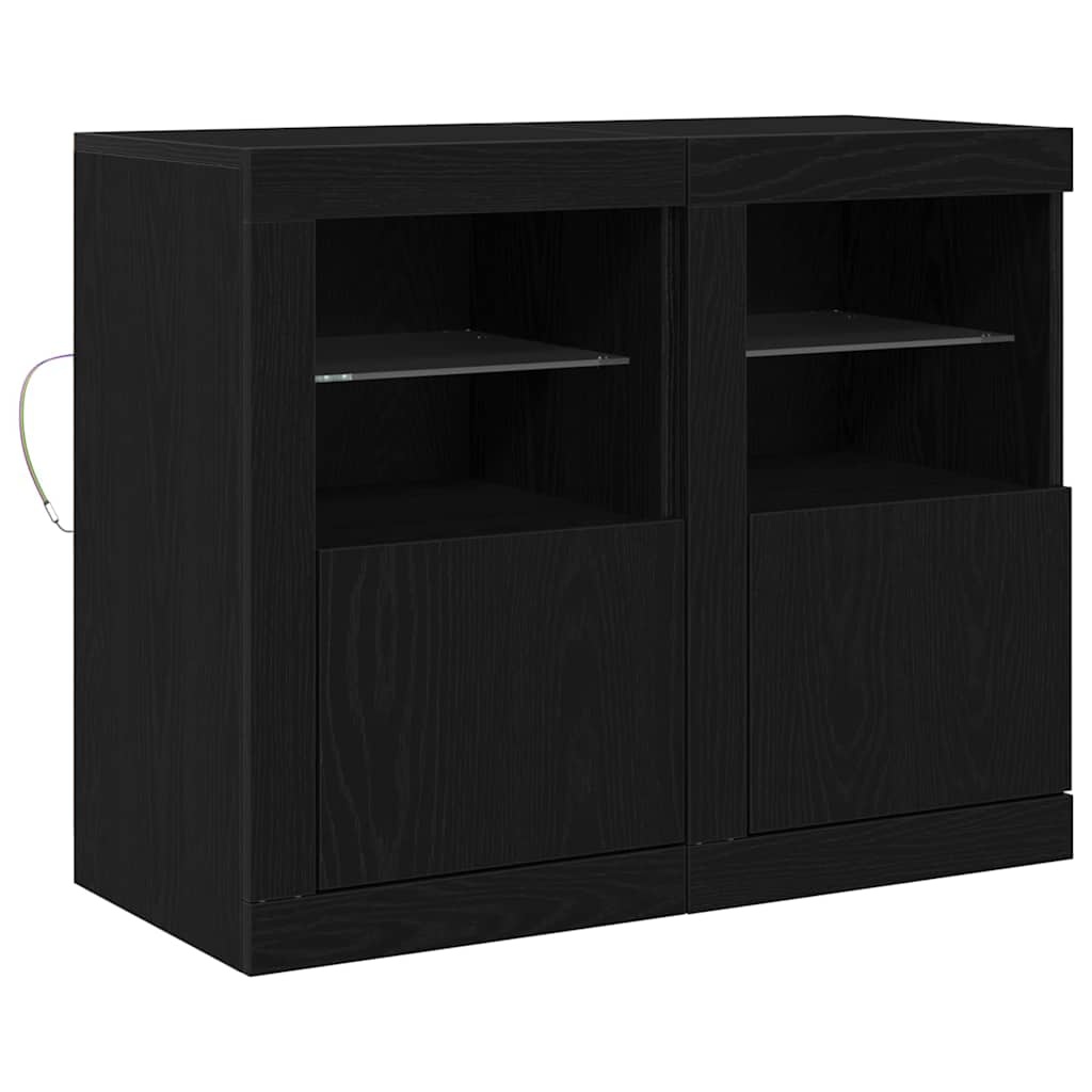 VidaXL Bijzetkast 2 pcs Zwart eiken 41 x 37 x 67 cm Bewerkt hout