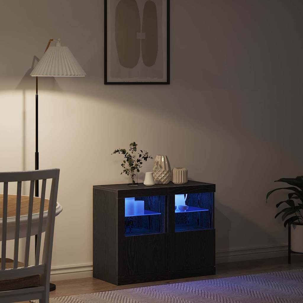 VidaXL Bijzetkast 2 pcs Zwart eiken 41 x 37 x 67 cm Bewerkt hout