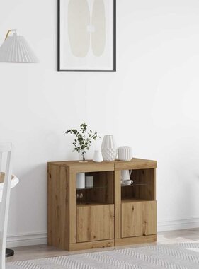 VidaXL Bijzetkast 2 pcs artisanaal eikenkleurig 41 x 37 x 67 cm