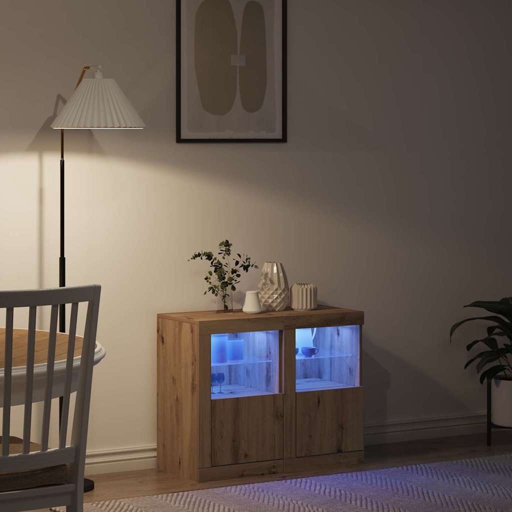 VidaXL Bijzetkast 2 pcs artisanaal eikenkleurig 41 x 37 x 67 cm