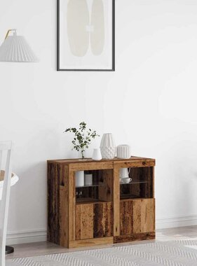 VidaXL Bijzetkast 2 pcs Oud hout 41 x 37 x 67 cm Bewerkt hout