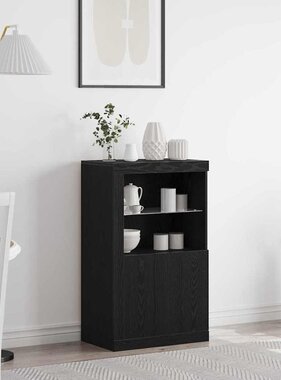 VidaXL Bijzetkast Zwart eiken 60.5 x 37 x 100 cm Bewerkt hout