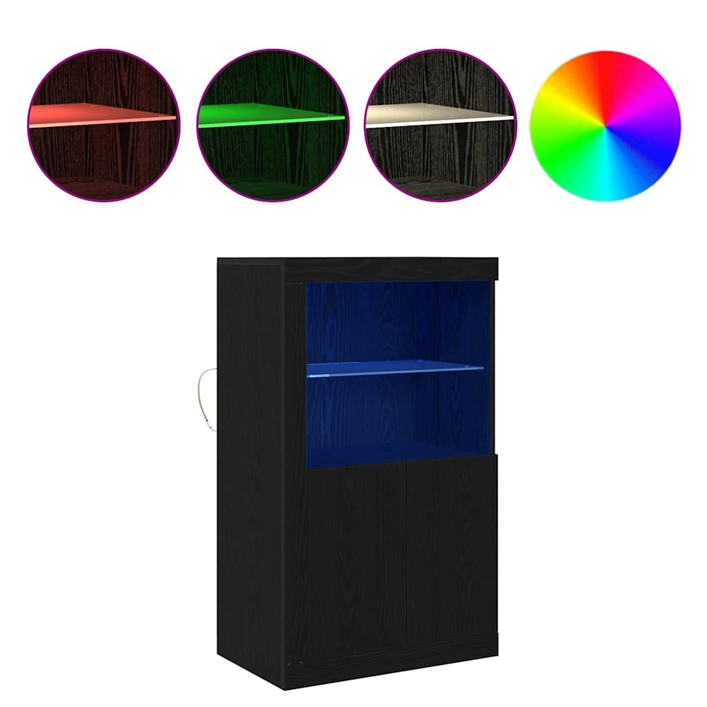 VidaXL Bijzetkast Zwart eiken 60.5 x 37 x 100 cm Bewerkt hout