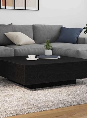 VidaXL Salontafel Zwart Eiken 100 x 100 x 31 cm Bewerkt hout