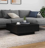 VidaXL Salontafel Zwart Eiken 80 x 80 x 31 cm Bewerkt hout