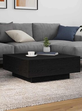 VidaXL Salontafel Zwart Eiken 80 x 80 x 31 cm Bewerkt hout
