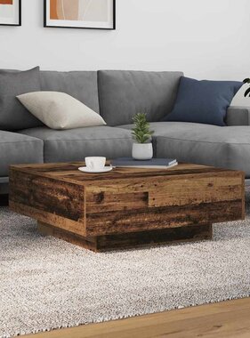 VidaXL Salontafel Oud Hout en Blauw 80 x 80 x 31 cm Bewerkt hout
