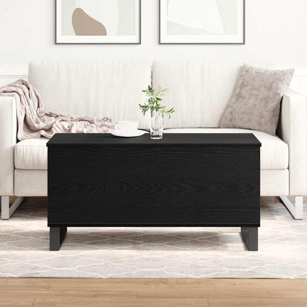 VidaXL Salontafel Zwart Eiken 90 x 44,5 x 45 cm Bewerkt hout