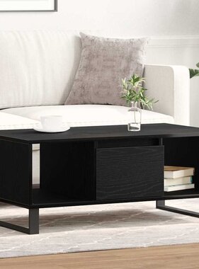 VidaXL Salontafel met lade Zwart Eiken 90 x 50 x 36,5 cm Bewerkt hout