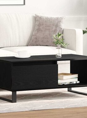VidaXL Salontafel met lade Zwart Eiken 90 x 50 x 36,5 cm Bewerkt hout