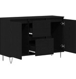 VidaXL Dressoir met lade Zwart eiken 101.5 x 35 x 70 cm Bewerkt hout