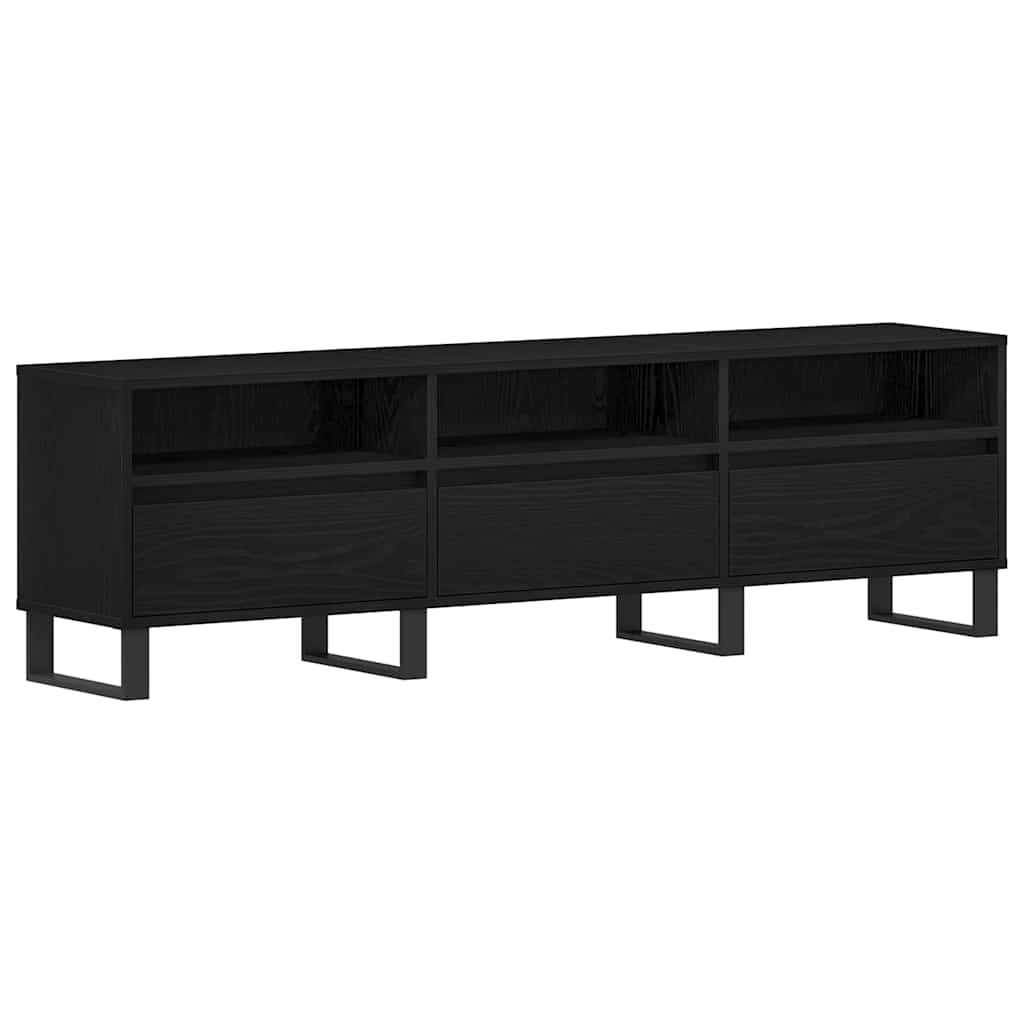 VidaXL TV-kast met lade Zwart Eiken 150 x 30 x 44,5 cm Bewerkt hout