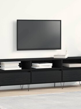 VidaXL TV-kast met lade Zwart Eiken 150 x 30 x 44,5 cm Bewerkt hout