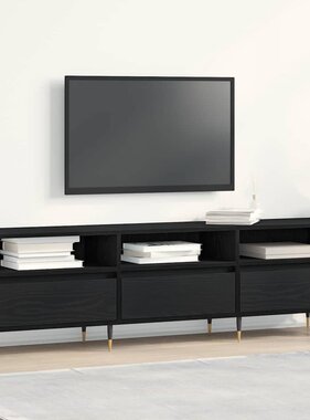 VidaXL TV-kast met lade Zwart Eiken 150 x 30 x 44,5 cm Bewerkt hout