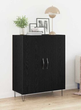 VidaXL Dressoir Zwart Eiken 69,5 x 34 x 90 cm Bewerkt hout