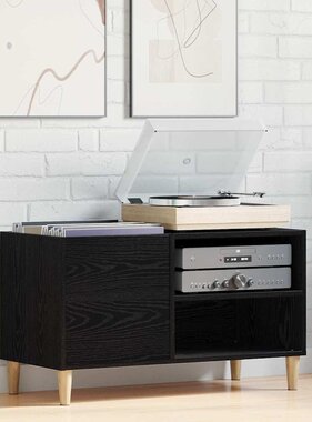 VidaXL Platenkast Zwart eiken 84,5 x 38 x 48 cm Bewerkt hout