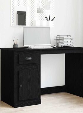 VidaXL Bureau met lade Zwart Eiken 50 x 115 x 75 cm Bewerkt hout