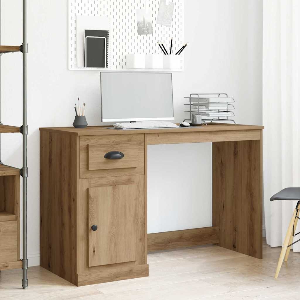 VidaXL Bureau met lade Artisan Eiken 50 x 115 x 75 cm Bewerkt hout